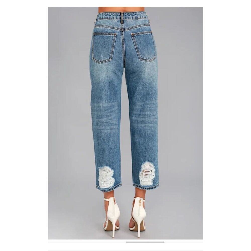 EVIDNT Los Angeles Malibu Medium wash distressed Girlfriend Jeans LULUS MSRP $80 - Picture 13 of 15